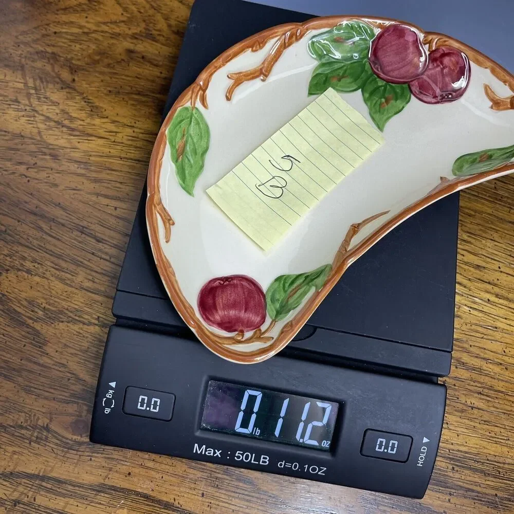 Franciscan Apple Crescent Plate USA Dessert Vintage 1950's Hand Decorated‎